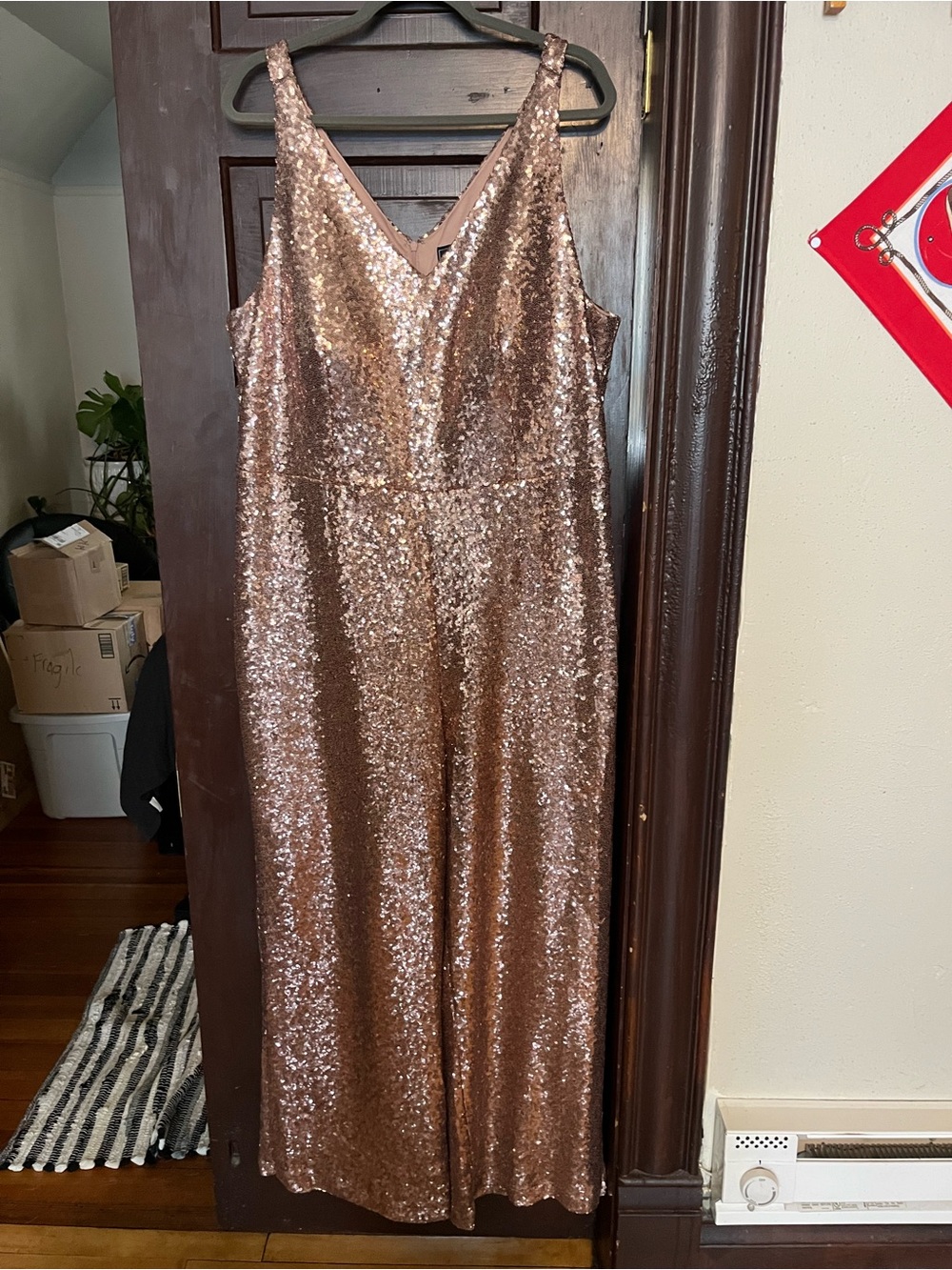 Soft Pink Sequin Jumpsuit- Size 20